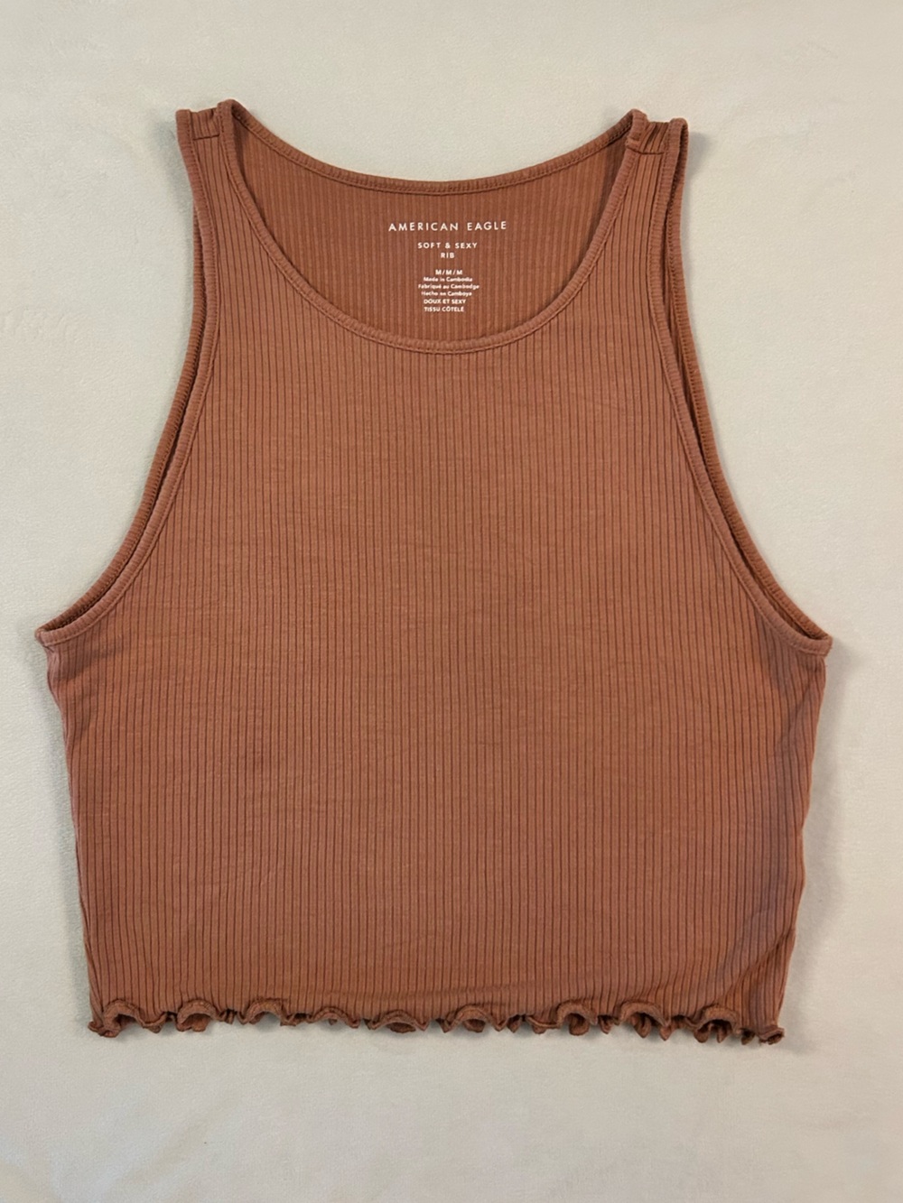 American Eagle Outfitters Soft & Sexy Ribbed Tank Top - Terracotta